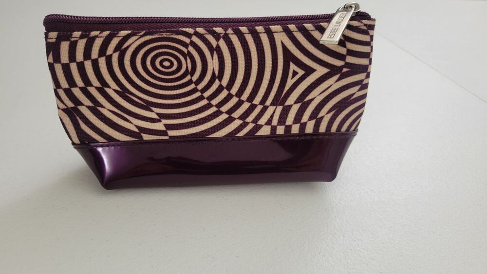 Estee Lauder Purple Geometric Makeup Bag Cosmetic Pouch Travel Zip Organizer